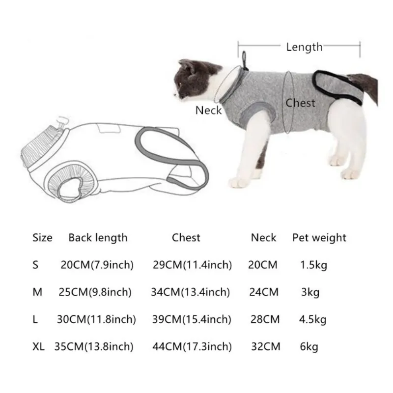 Cat Recovery Suit After Surgery Clothing Anti-licking Vest Pet Care