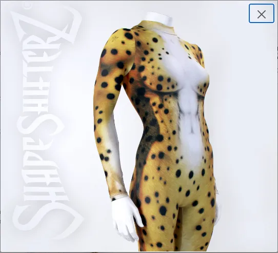 Cheetah High Collar Bodysuit with Zipper in the Back   Separate Hanging Tail