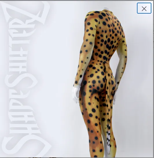 Cheetah High Collar Bodysuit with Zipper in the Back   Separate Hanging Tail