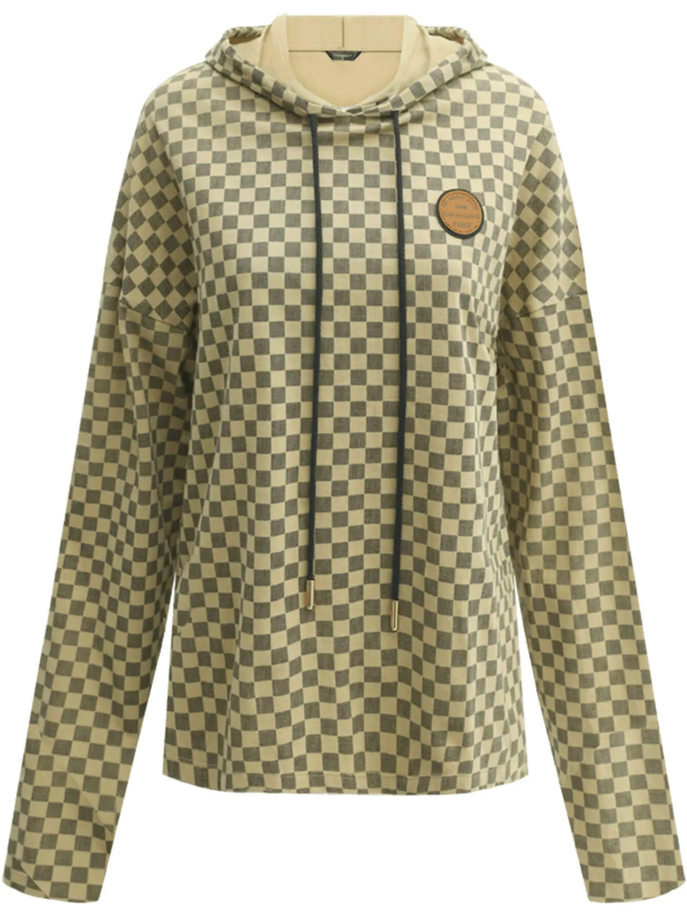 Chessboard Khaki Hooded Sweater