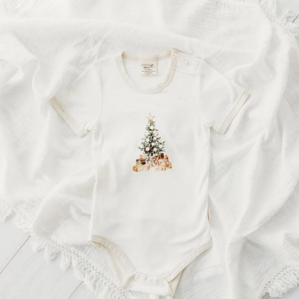 Child Of Mine Eggnog Trim Bodysuit - Glistening Tree