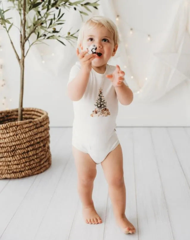 Child Of Mine Eggnog Trim Bodysuit - Glistening Tree