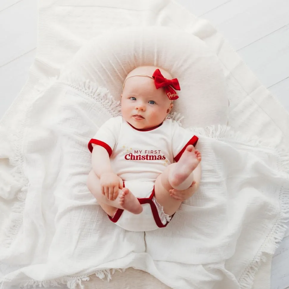 Child Of Mine Scarlet Trim Bodysuit - My First Christmas