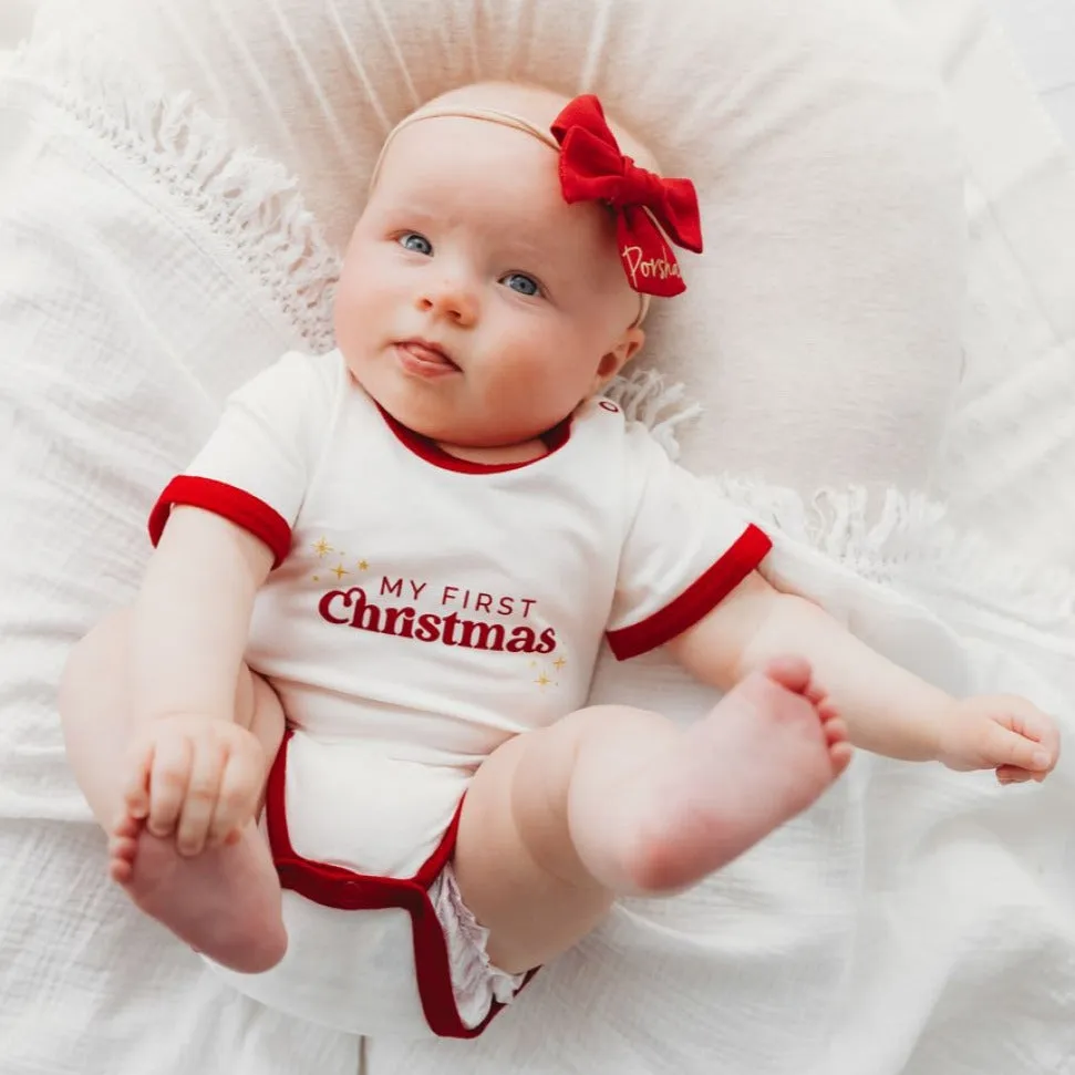 Child Of Mine Scarlet Trim Bodysuit - My First Christmas