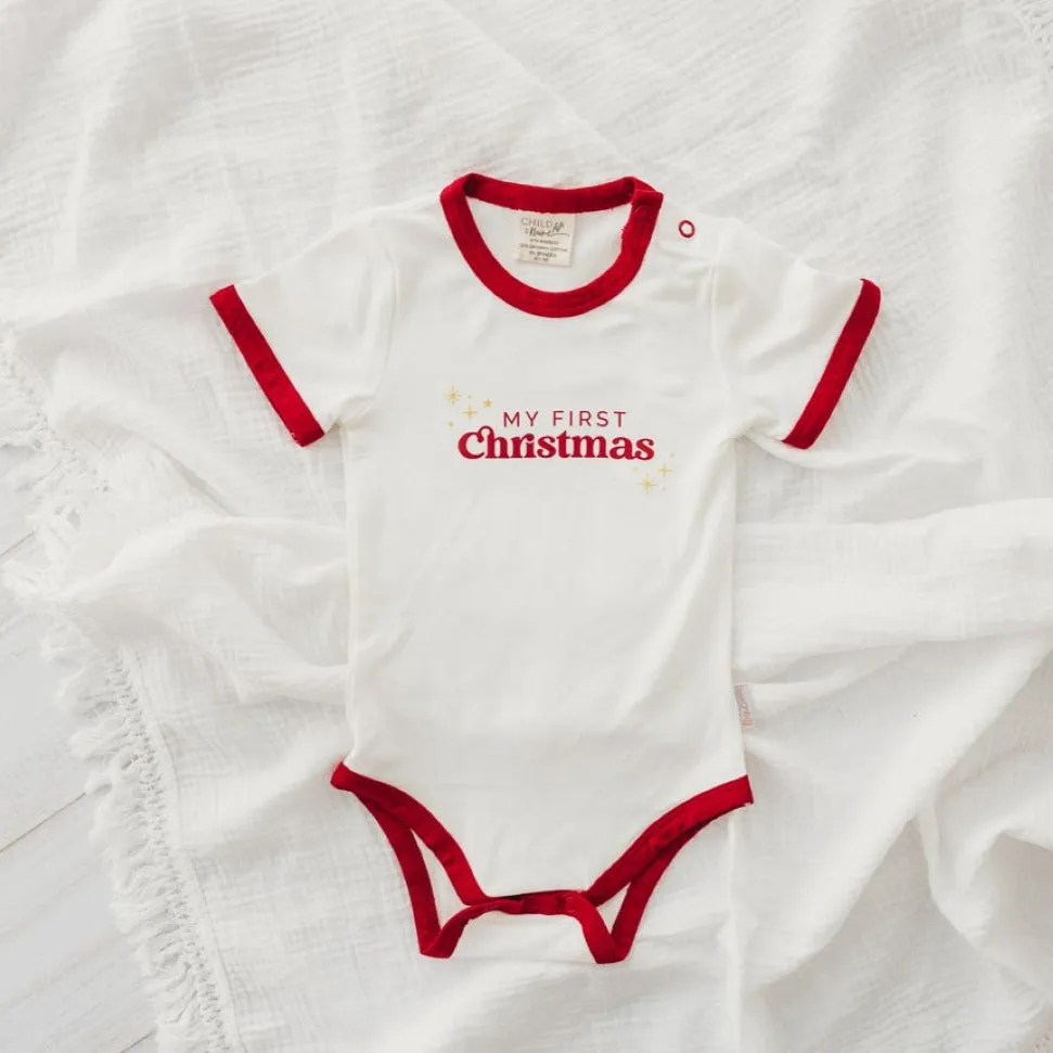 Child Of Mine Scarlet Trim Bodysuit - My First Christmas