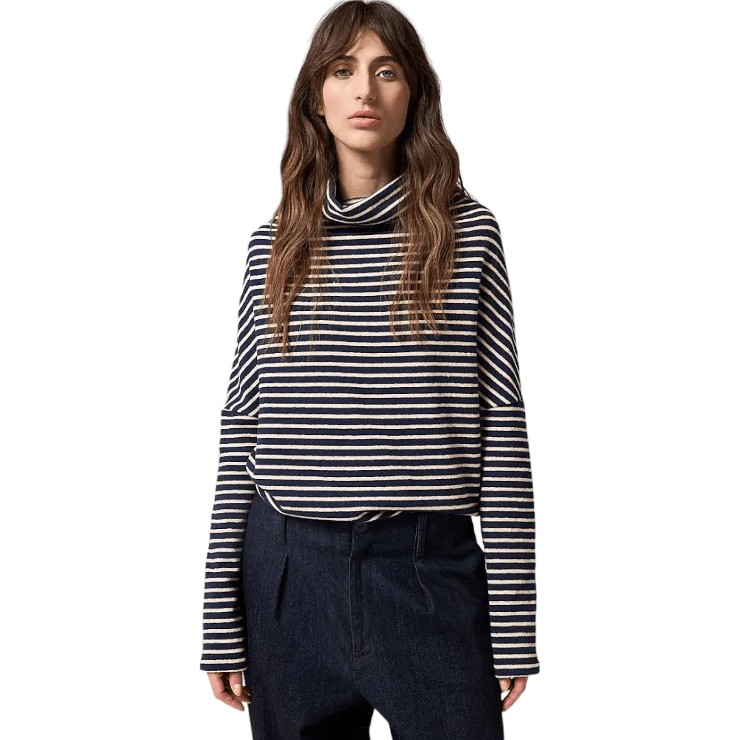 Chimney Neck Sweater Pinstripe Marina