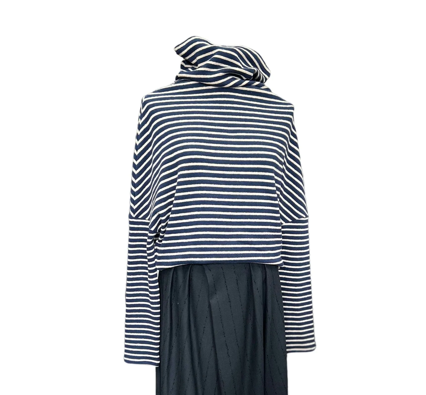 Chimney Neck Sweater Pinstripe Marina