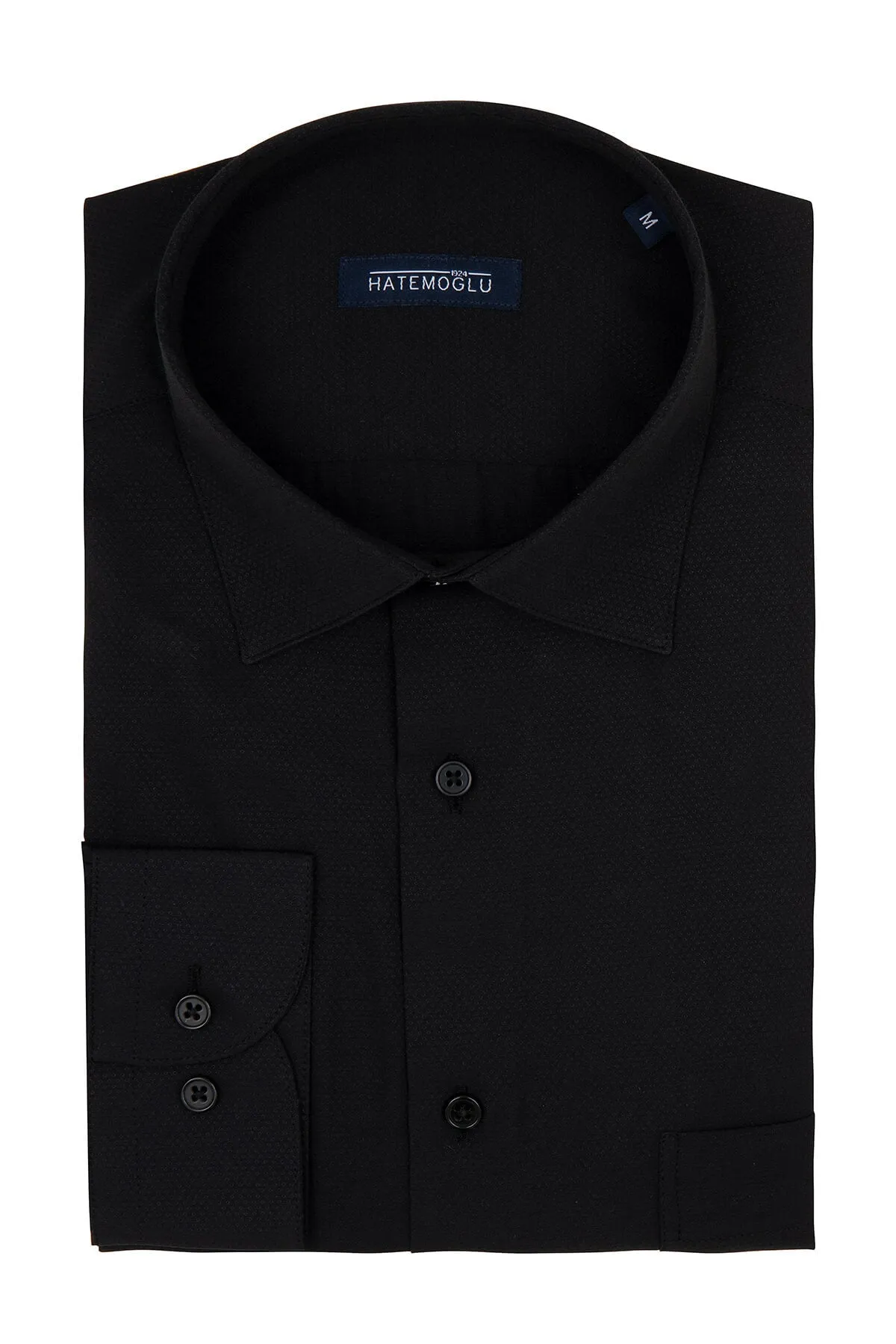 Classic Fit Long Sleeve Cotton Blend Black Dress Shirt