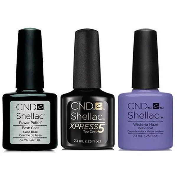 CND - Shellac Xpress5 Combo - Base, Top & Wisteria Haze (0.25 oz)