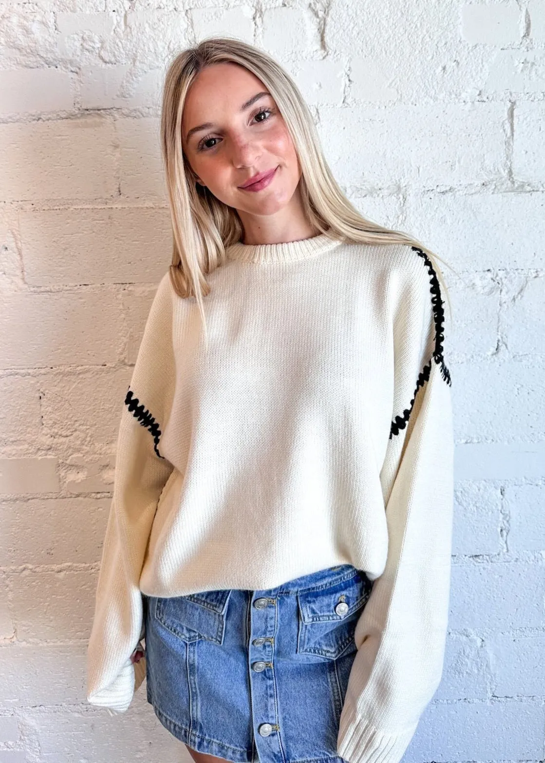 Contrast Stitching Sweater