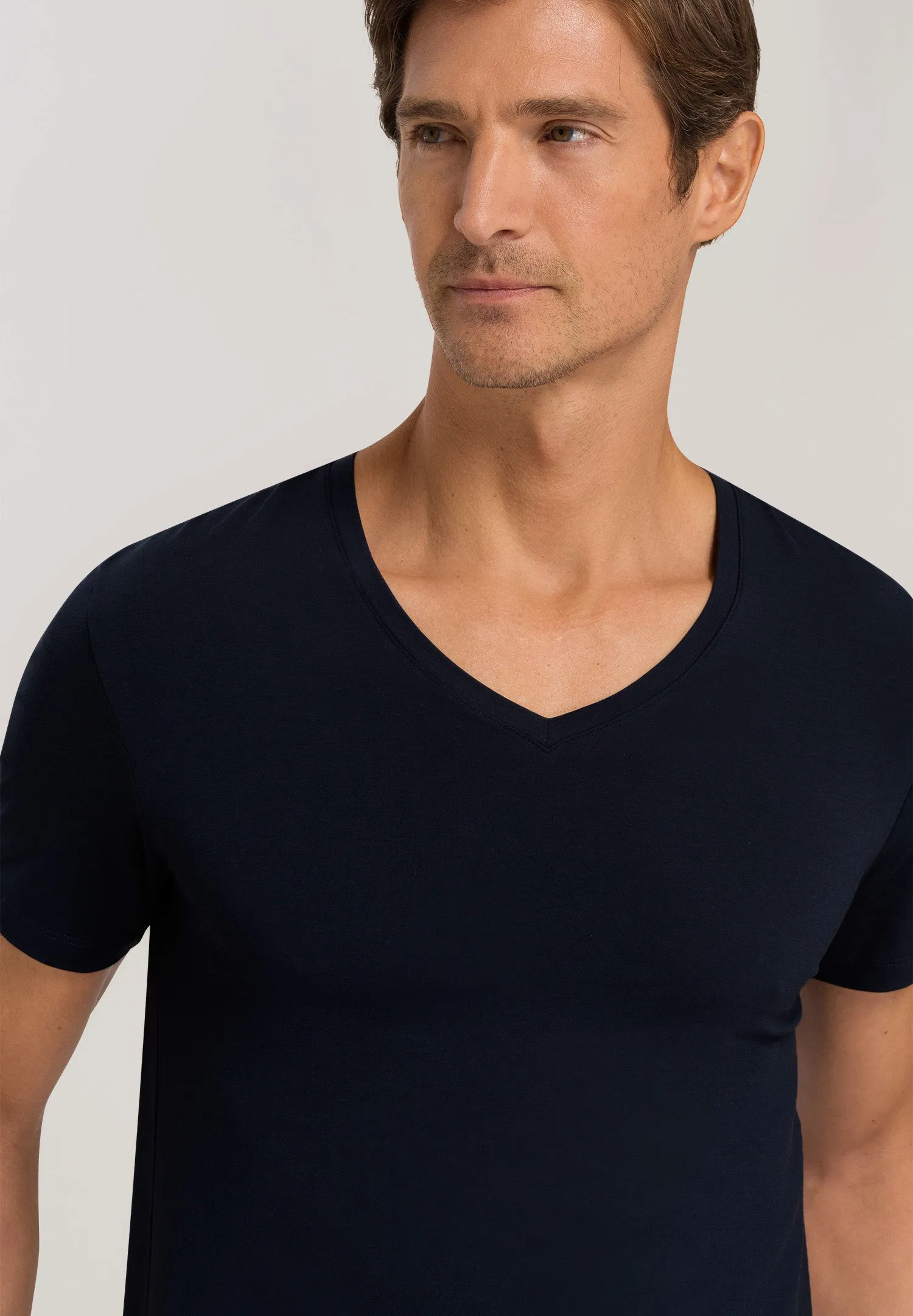 Cotton Superior Egyptian Cotton V-Neck Fitted T-Shirt | Midnight Navy 73089-593