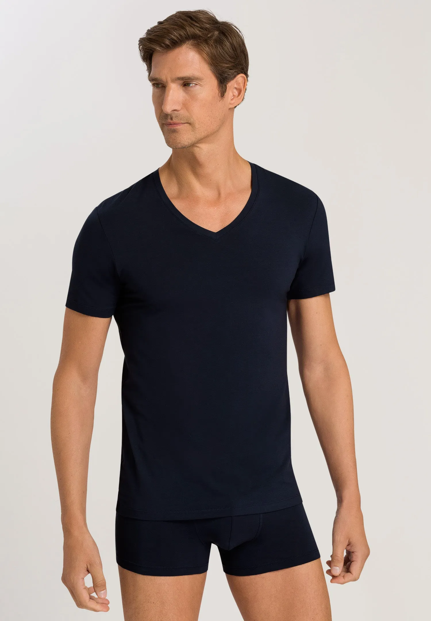 Cotton Superior Egyptian Cotton V-Neck Fitted T-Shirt | Midnight Navy 73089-593