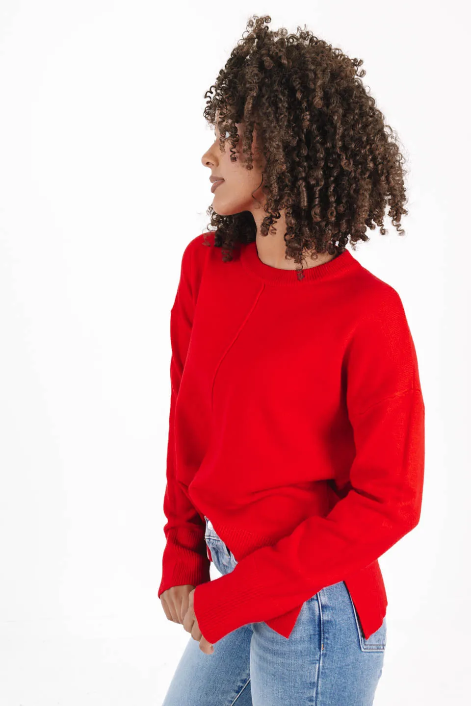 Cozy In Crimson Sweater - Red