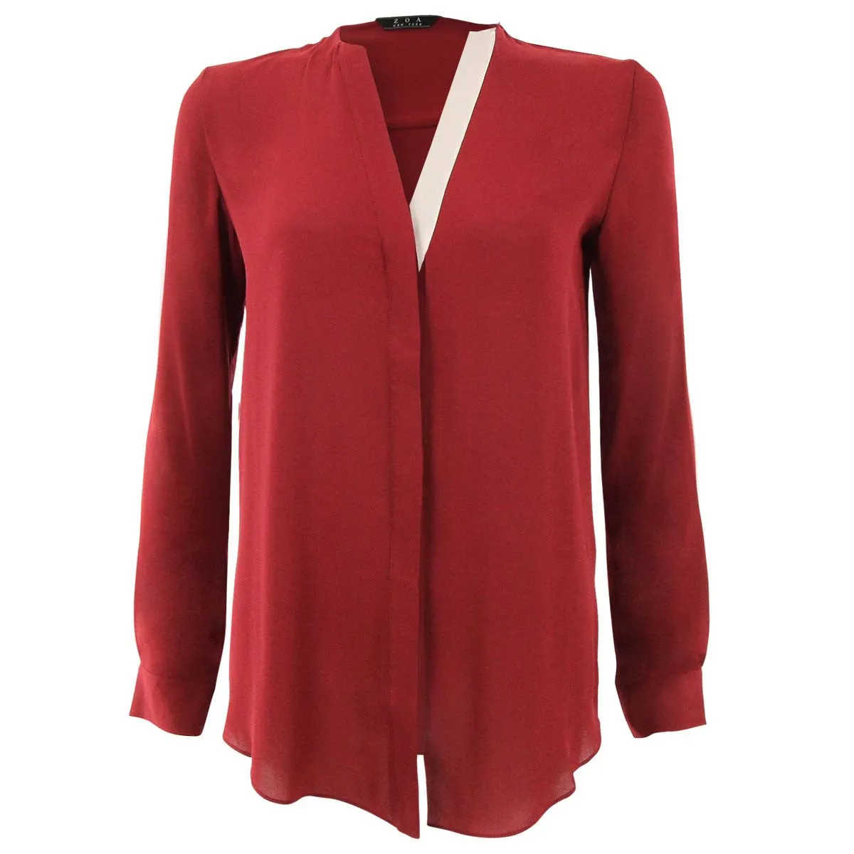 Crimson Combination Placket Blouse