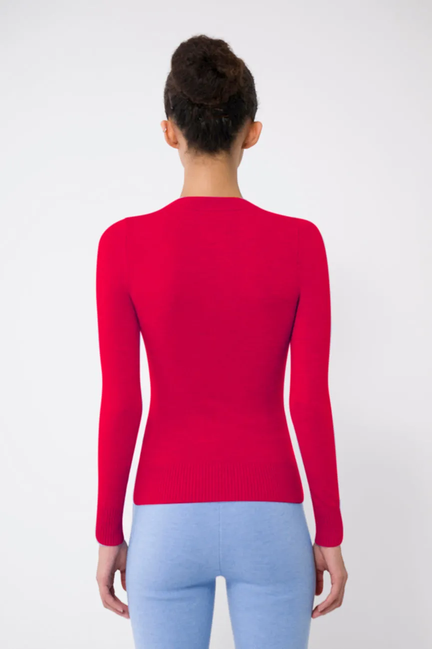 Crimson EcoMerino Long Sleeve Crew Neck