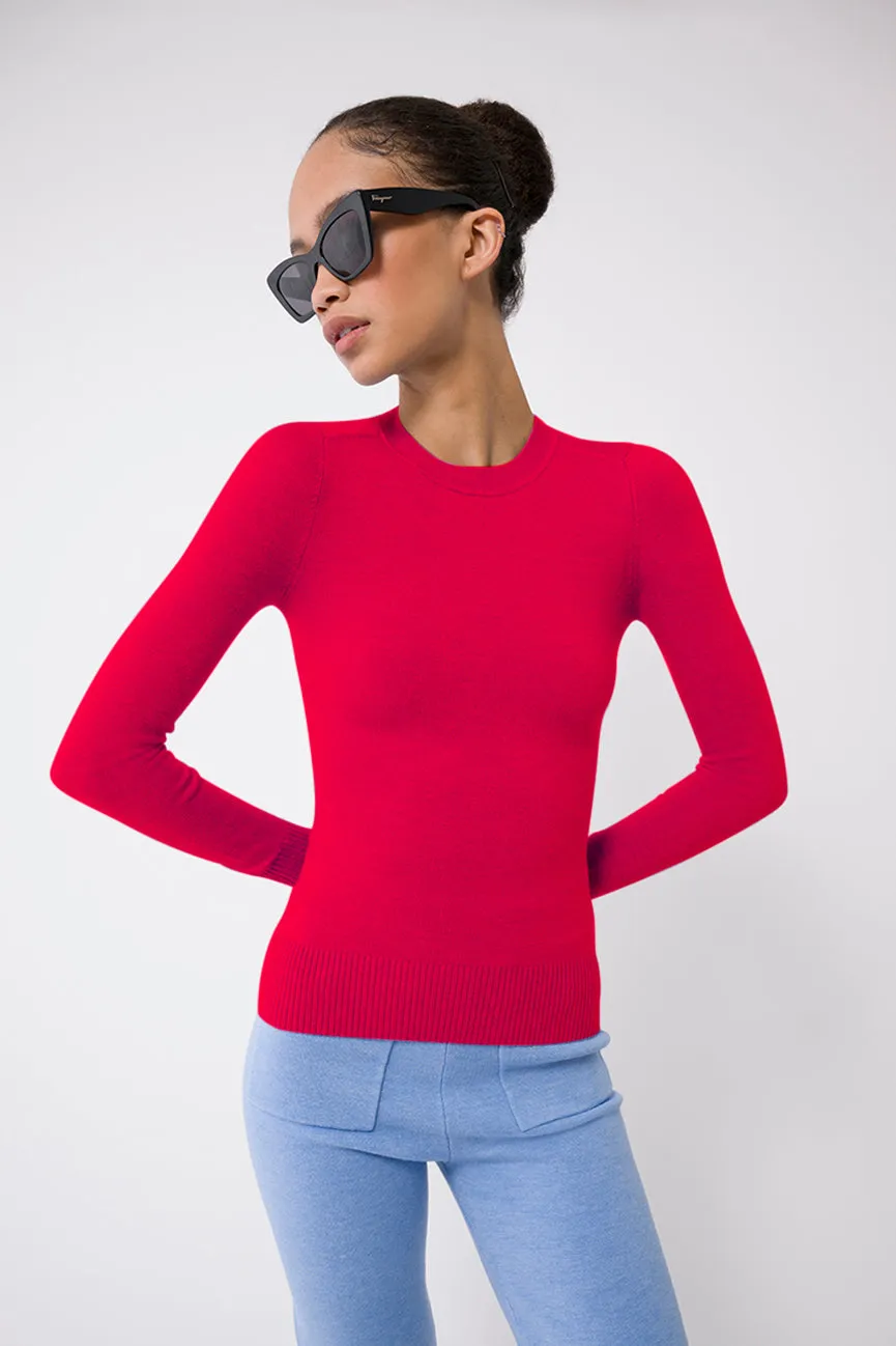 Crimson EcoMerino Long Sleeve Crew Neck