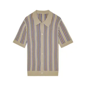 Custom Striped Linen Knit Polo - Short Sleeve Men's OEM/ODM Knitwear