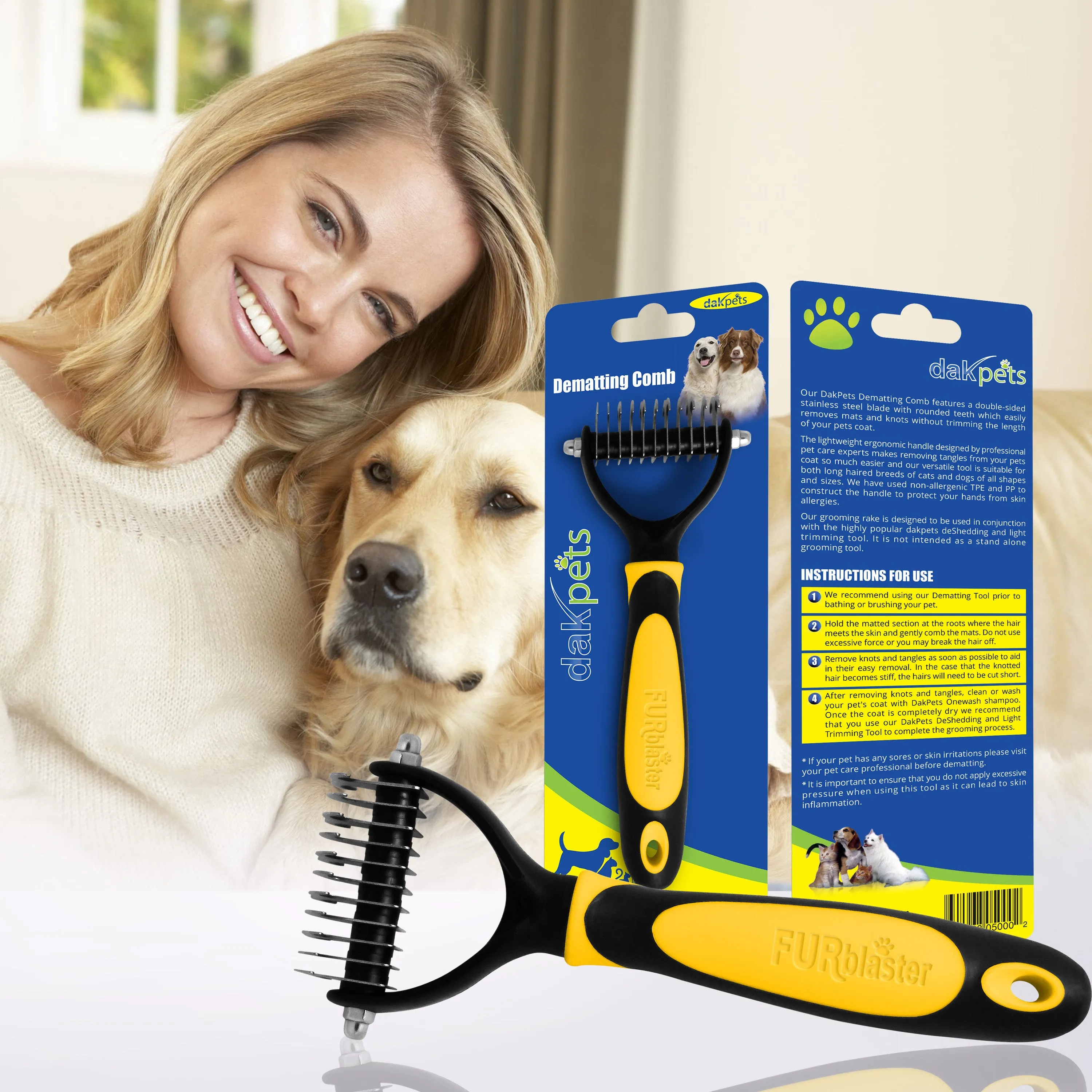 DakPets Dematting Comb For Dogs & Cats