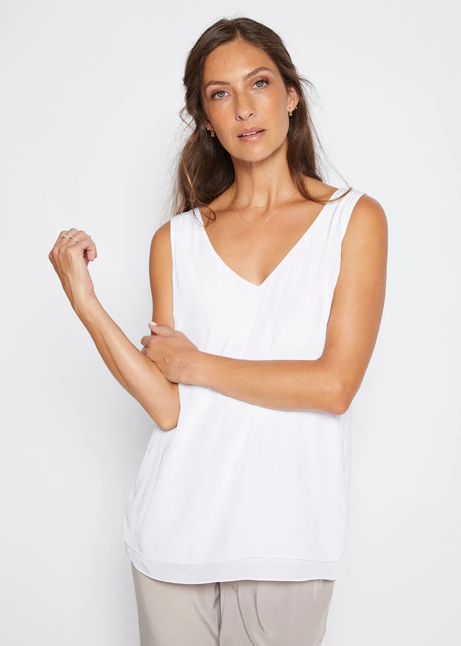 Darty Lustre layered tank in White