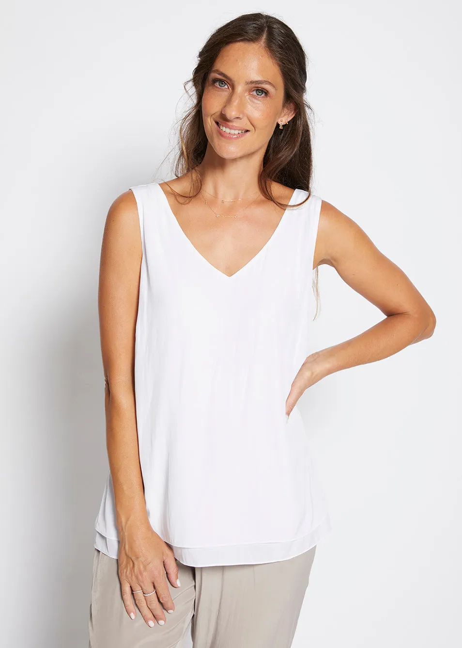 Darty Lustre layered tank in White