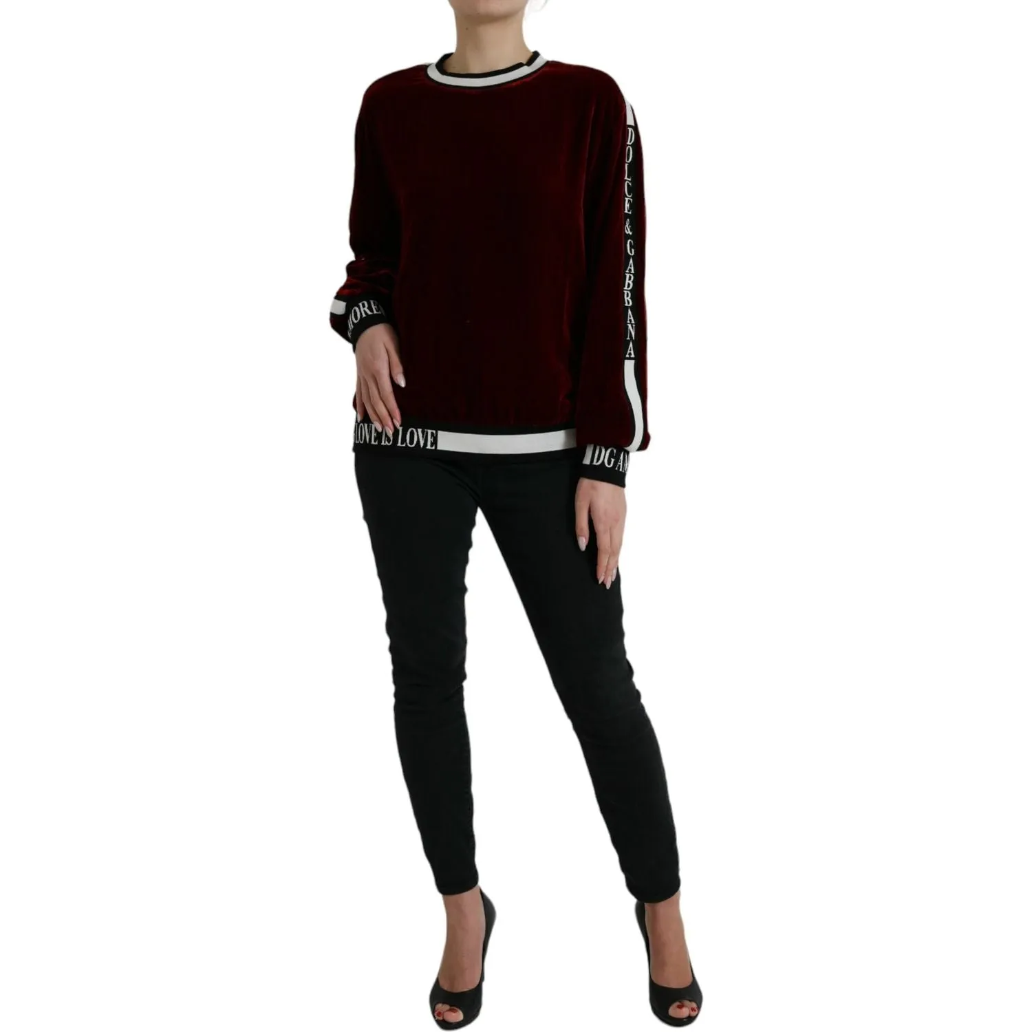 Dolce & Gabbana Elegant Burgundy Silk-Blend Sweater