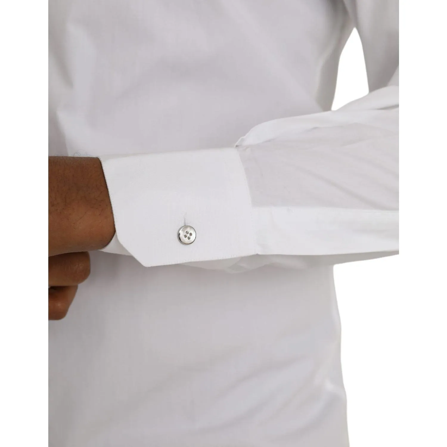 Dolce & Gabbana White Cotton Long Sleeve Dress MARTINI Shirt