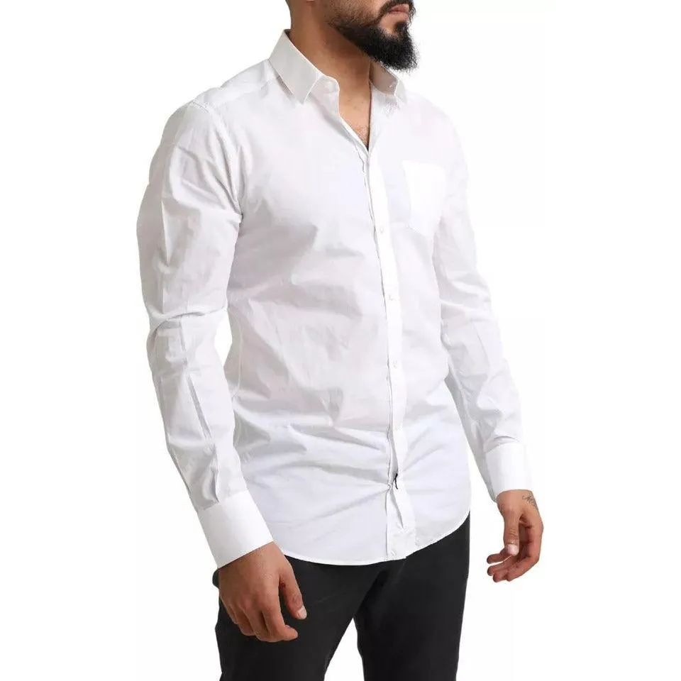 Dolce & Gabbana White GOLD Formal Cotton Tuxedo Dress Shirt