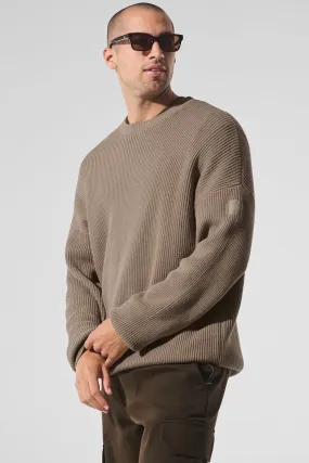 Domain Rib Knit Crew Sweater - Gravel