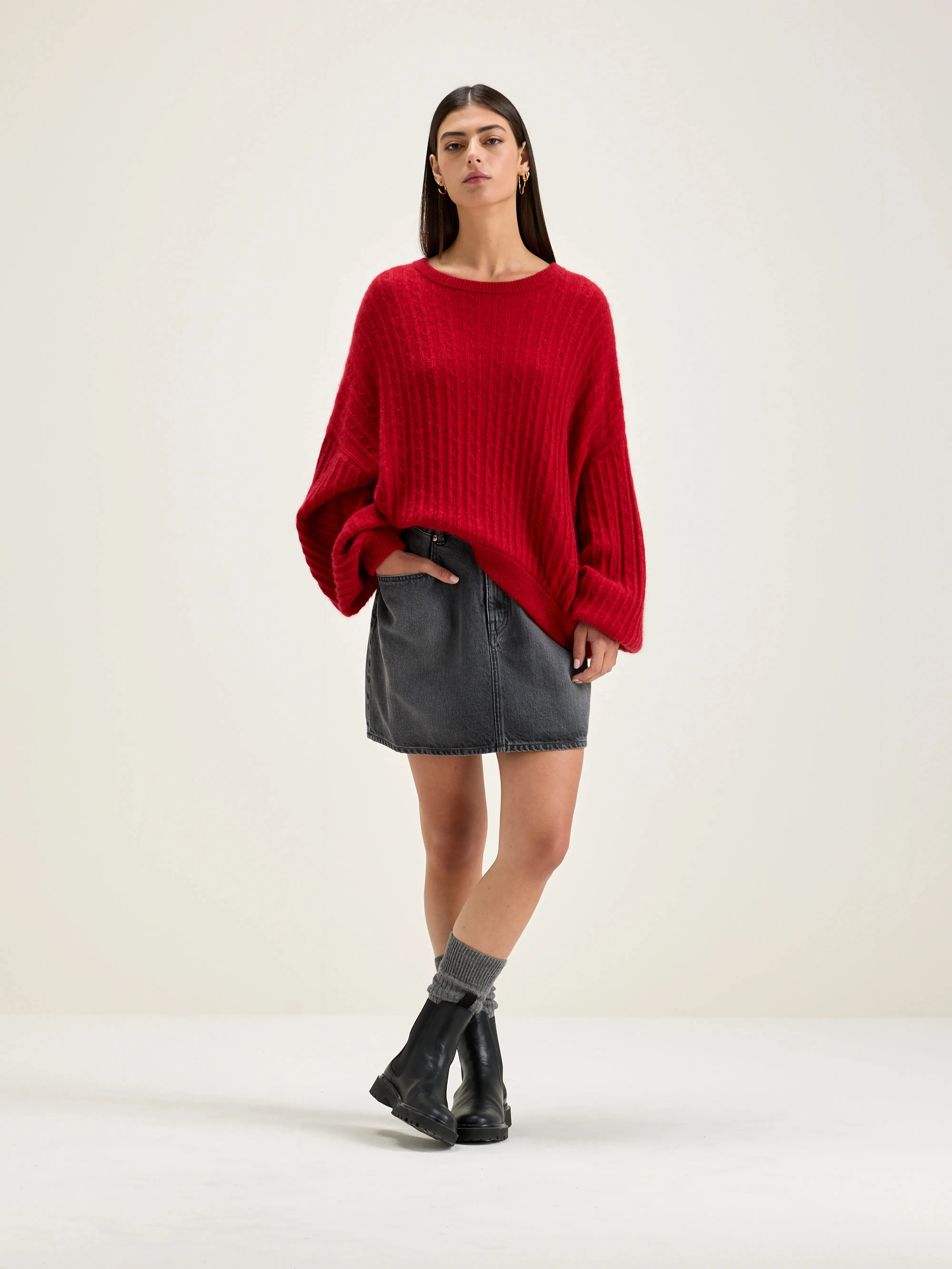 Dukas cropped sweater (242 / W / ECARLATE)