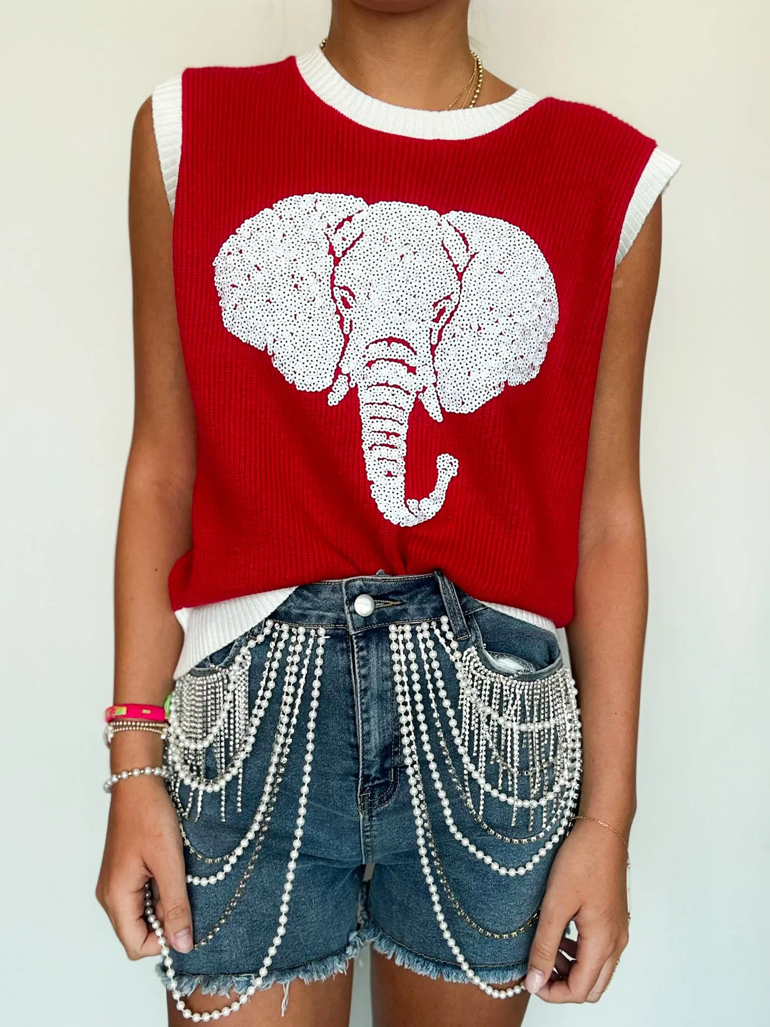 Elephant Sequin Sleeveless Sweater