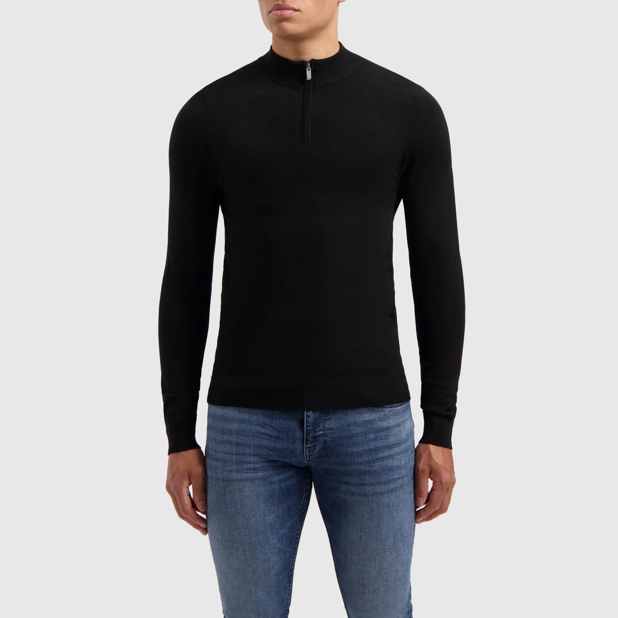 Essential Knitwear Halfzip Sweater | Black