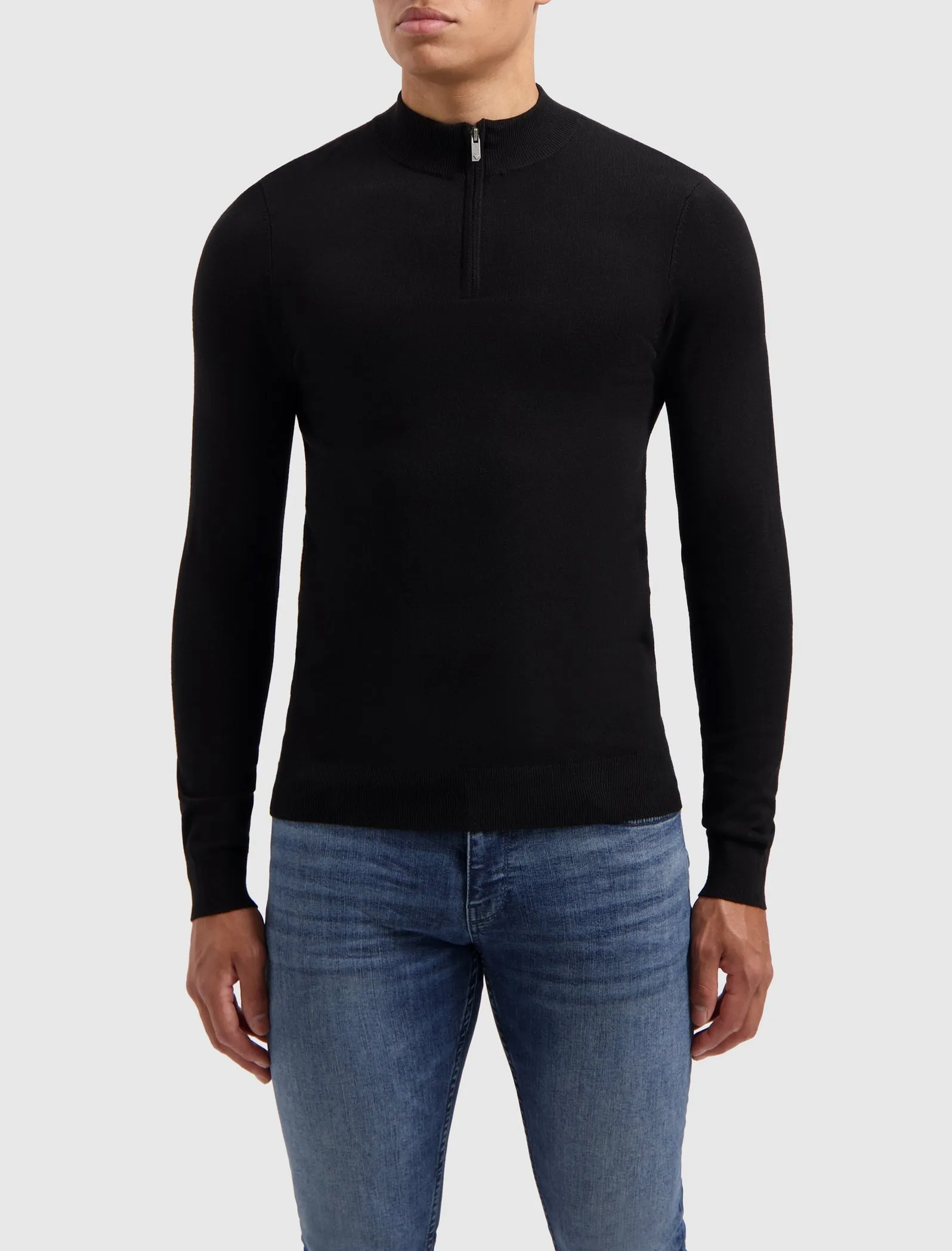 Essential Knitwear Halfzip Sweater | Black