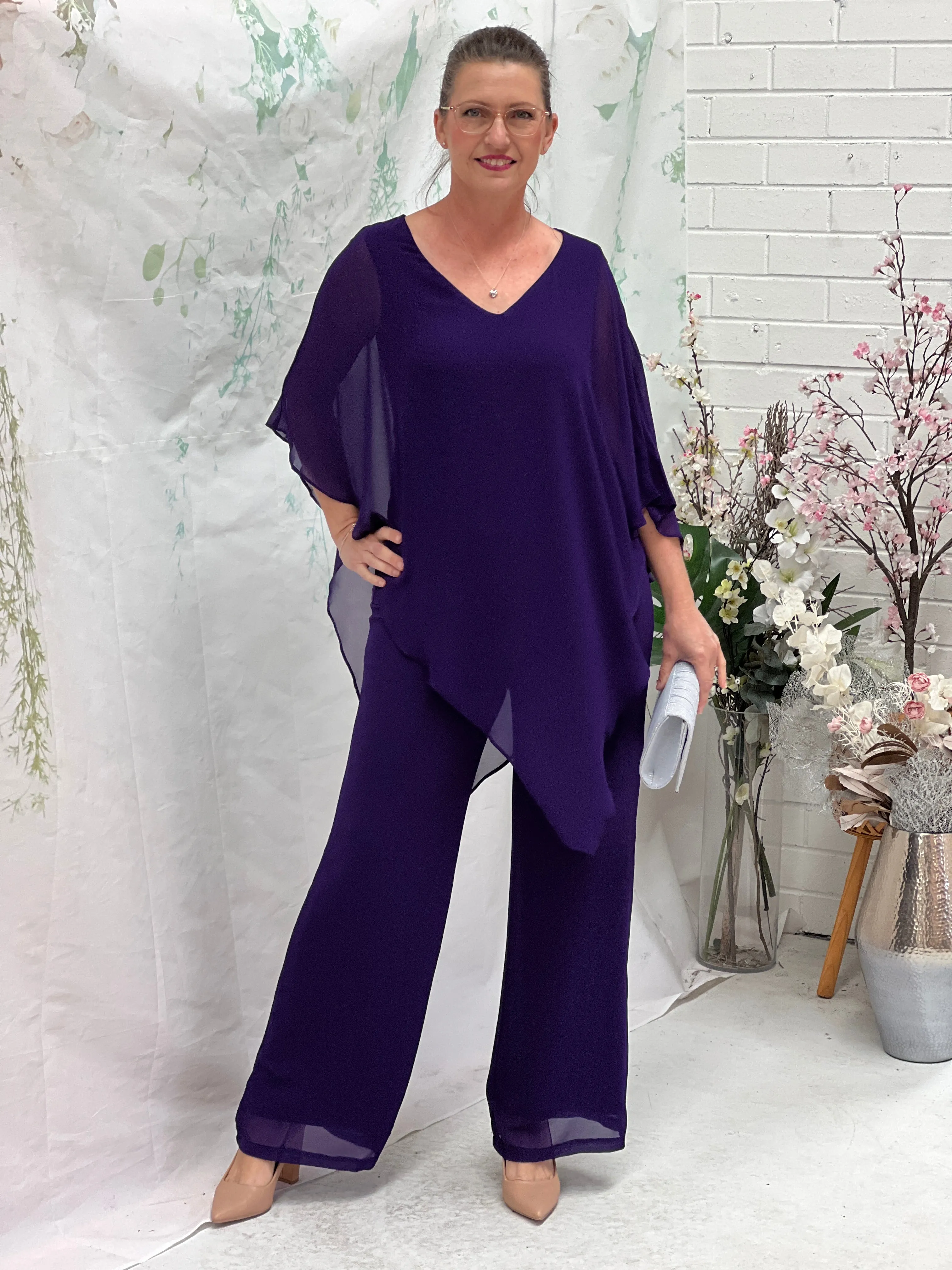 Faith Purple Chiffon Pants