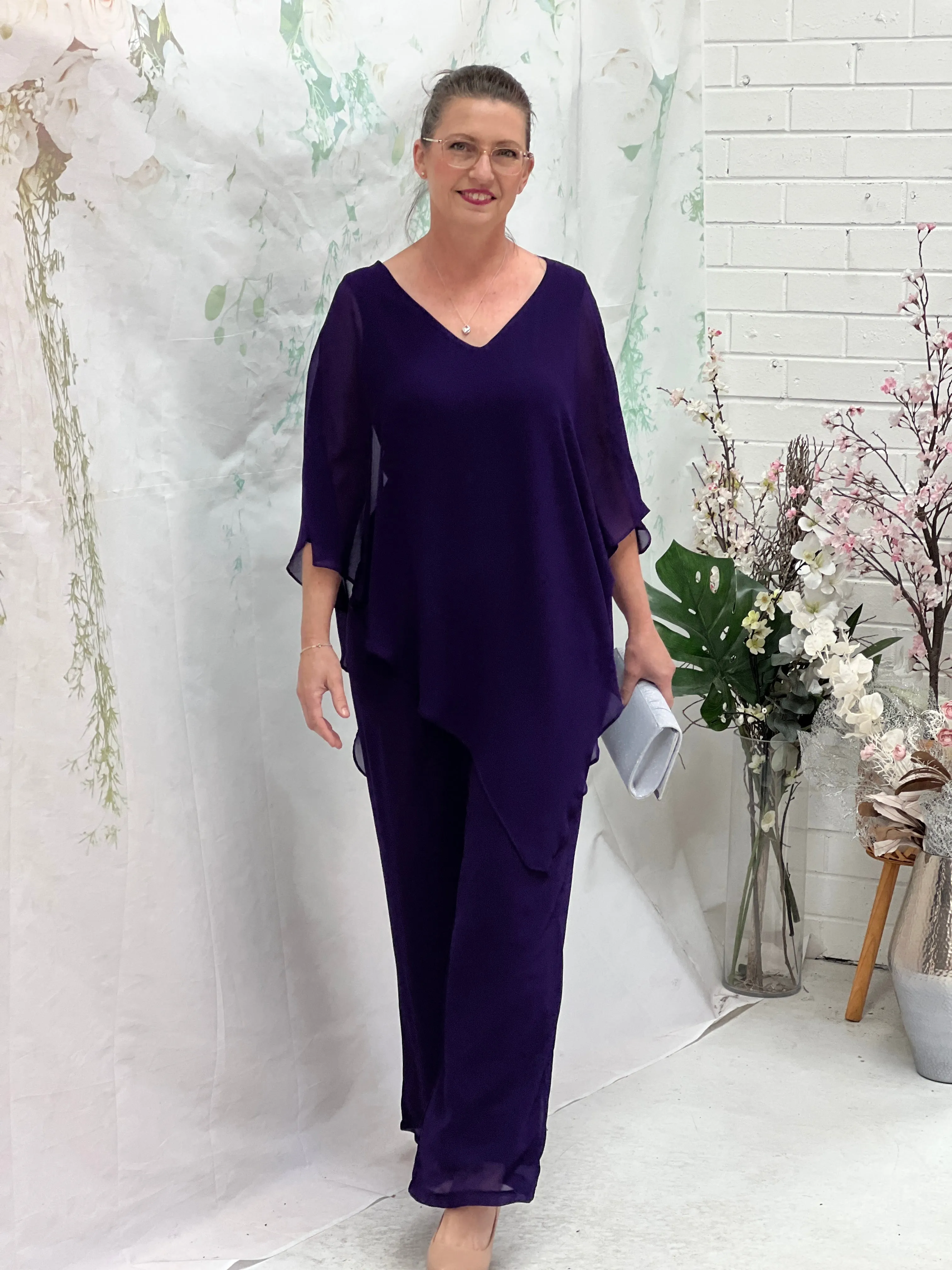 Faith Purple Chiffon Pants