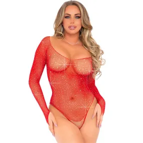 Falling 4 U Rhinestone Bodysuit - O/S (Red)