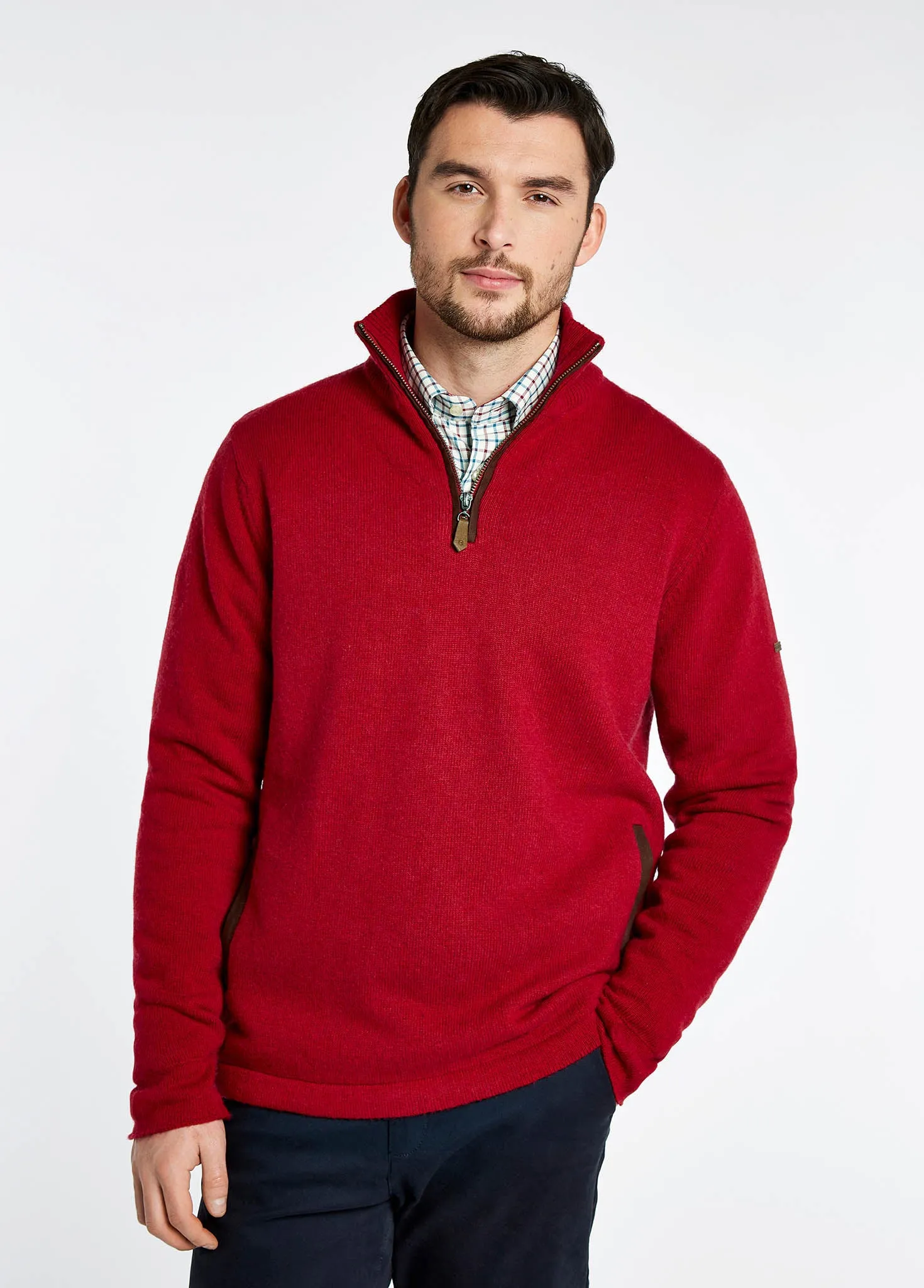 Feeney Zip Neck Sweater - Cardinal