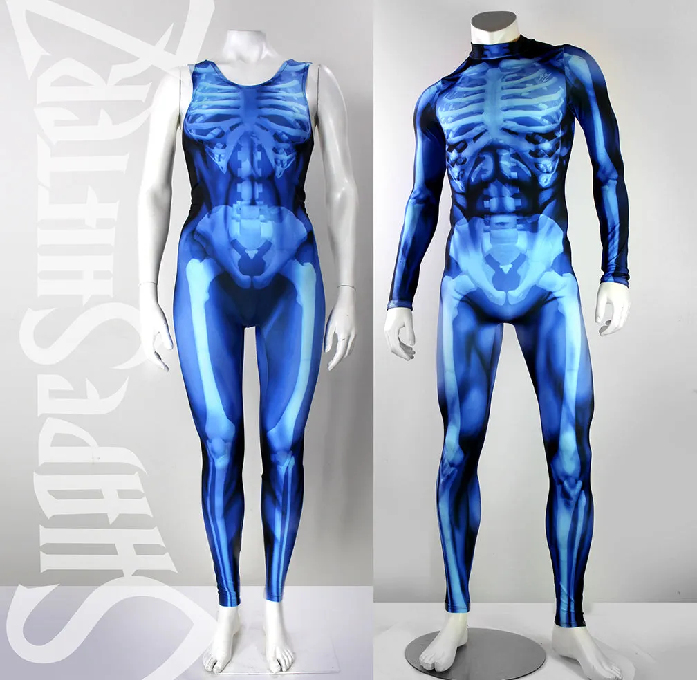 Figure-Enhancing Men's Blue Skeleton Bodysuit - Cosplay | Athletics | Performance