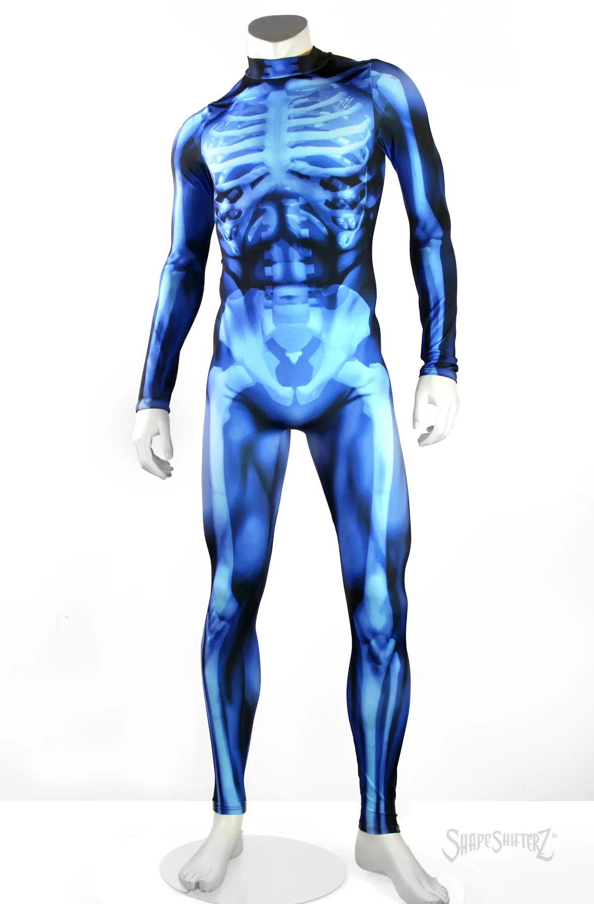 Figure-Enhancing Men's Blue Skeleton Bodysuit - Cosplay | Athletics | Performance