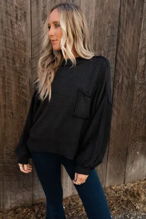 Fireside Talks Balloon Sleeve Sweater - Black