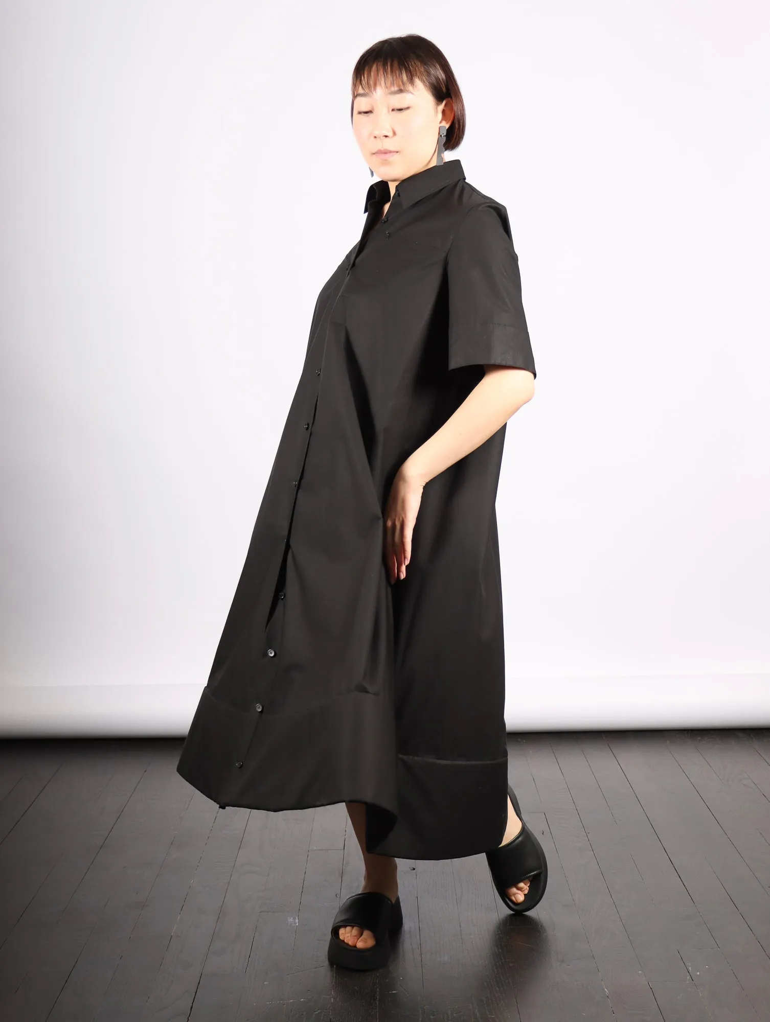 Foam Bottom Shirt Dress in Black by Melitta Baumeister