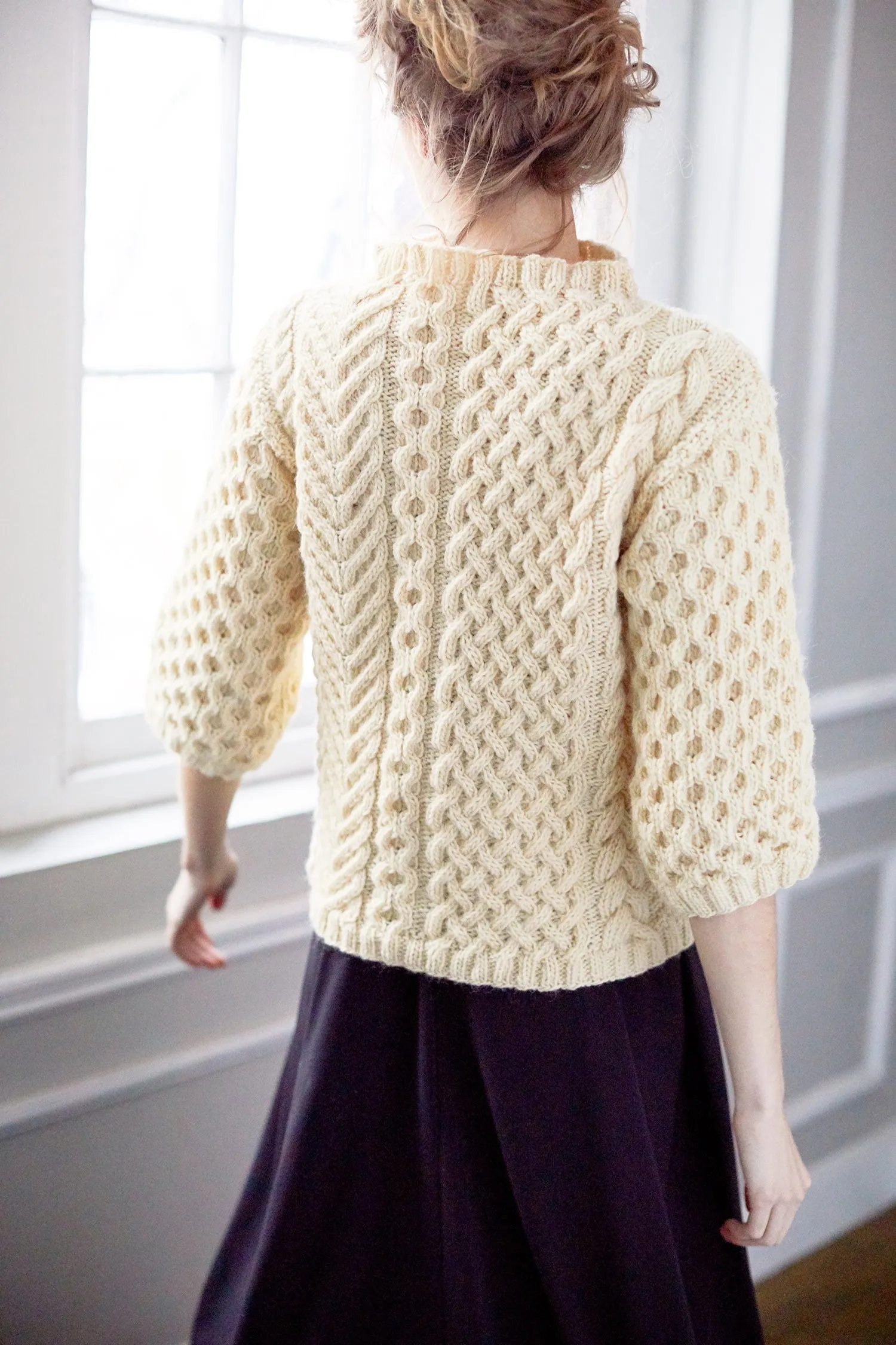 Funnel Neck Cable Sweater (Knit)