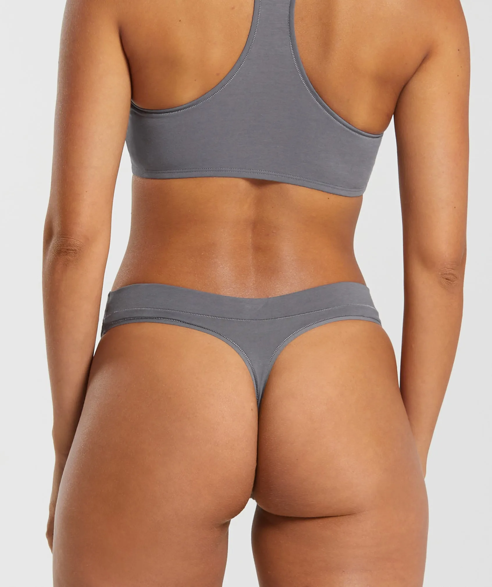 Gymshark Cotton High Leg Thong - Brushed Grey