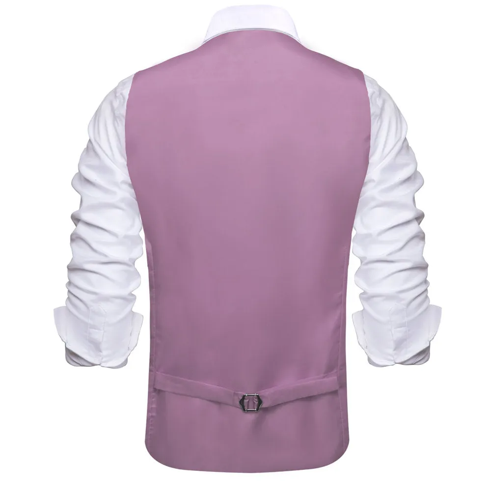 Hi-Tie Bright Ube Purple Solid U-Neck Double-Breasted Vest Set