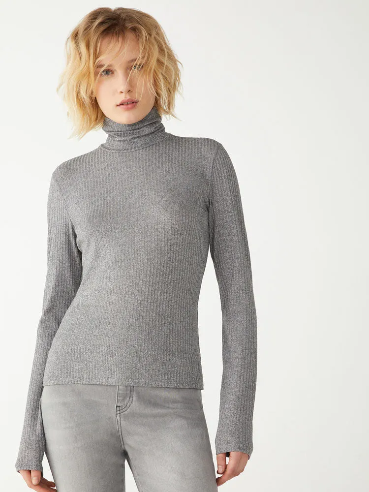 iBlues Niveen Knitted Roll Neck Top Silver