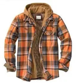 Ilooove - Men's Light Blue Color Plaid Hooded Western Coat  Men Wear for Outdoor,Fishing,Hunting & Work Wear