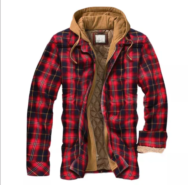 Ilooove - Men's Light Blue Color Plaid Hooded Western Coat  Men Wear for Outdoor,Fishing,Hunting & Work Wear