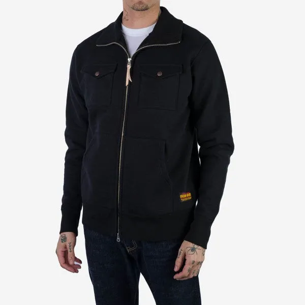 Iron Heart IHSW-74 14oz Ultra Heavyweight Loopwheel Sweater Jacket - Black