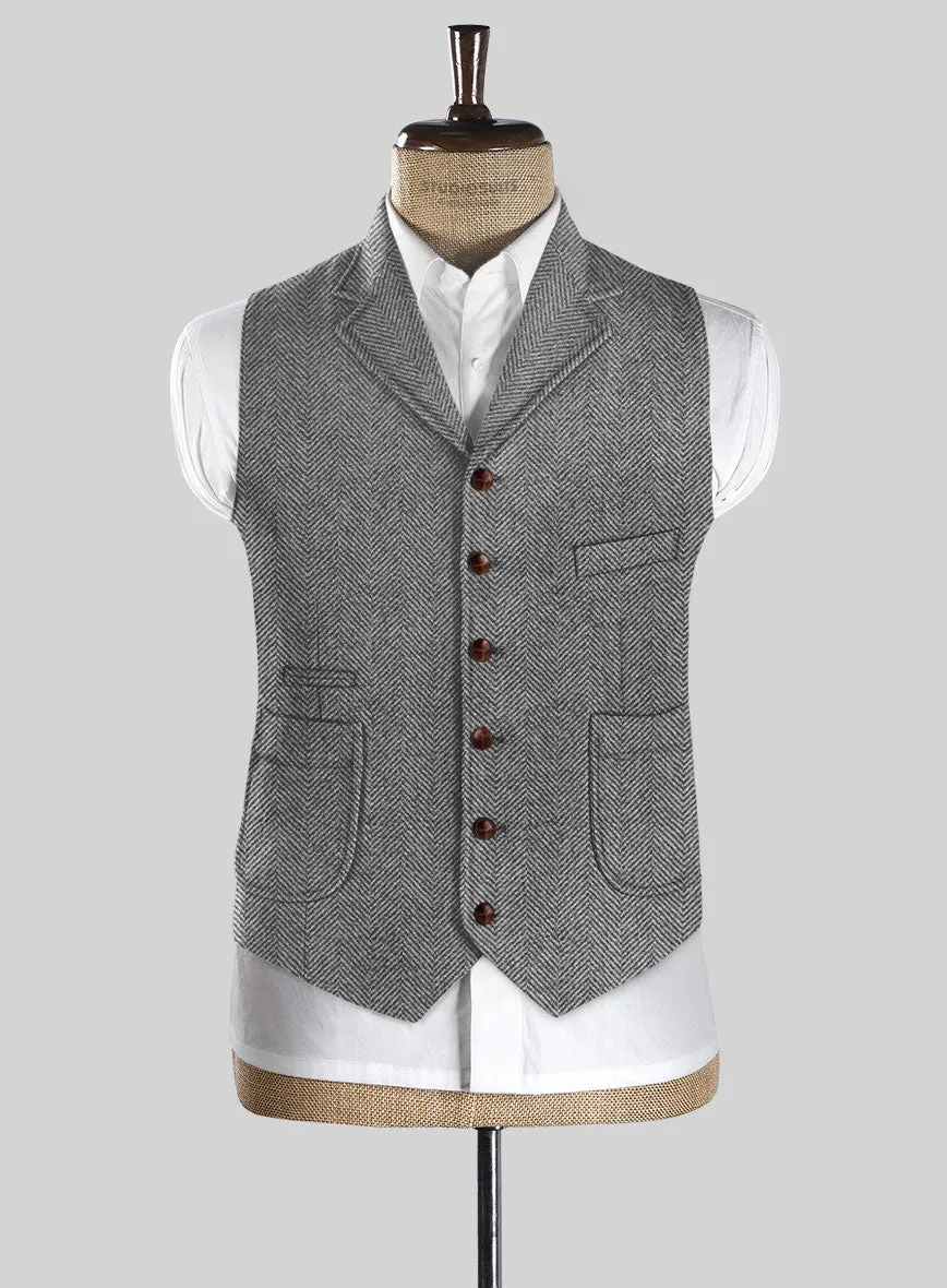 Italian Highlander Gray Herringbone Tweed Hunting Vest