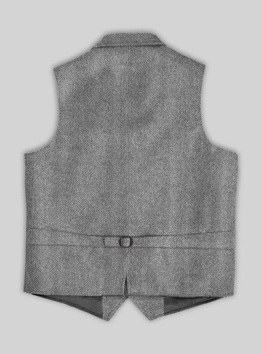 Italian Highlander Gray Herringbone Tweed Hunting Vest