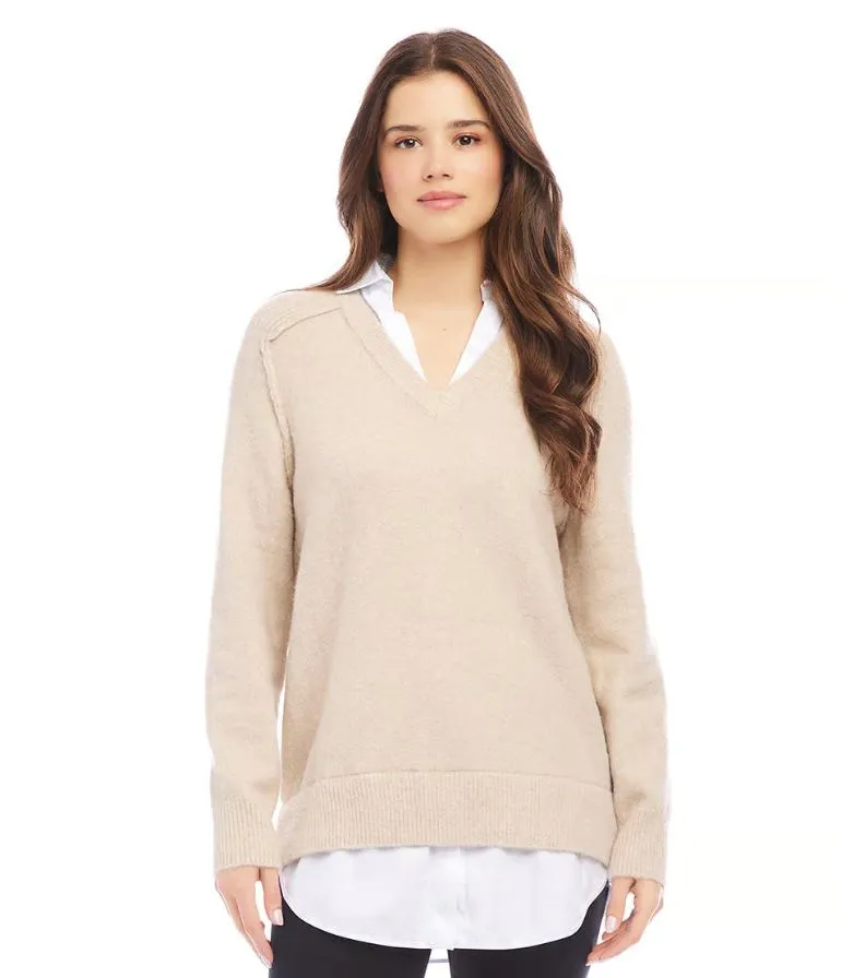 Karen Kane Layered Sweater Sand